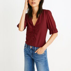 🍷Madewell Button Front Surplice V-Neck Blouse  | Size 2 (fits S)
